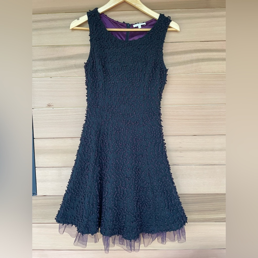 Fun Black & Eggplant Textured Women's Dress (size small)